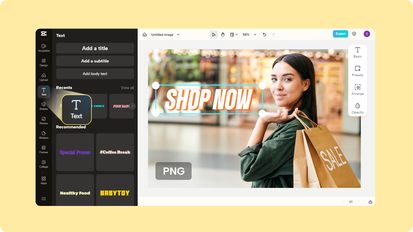 modifier le texte png