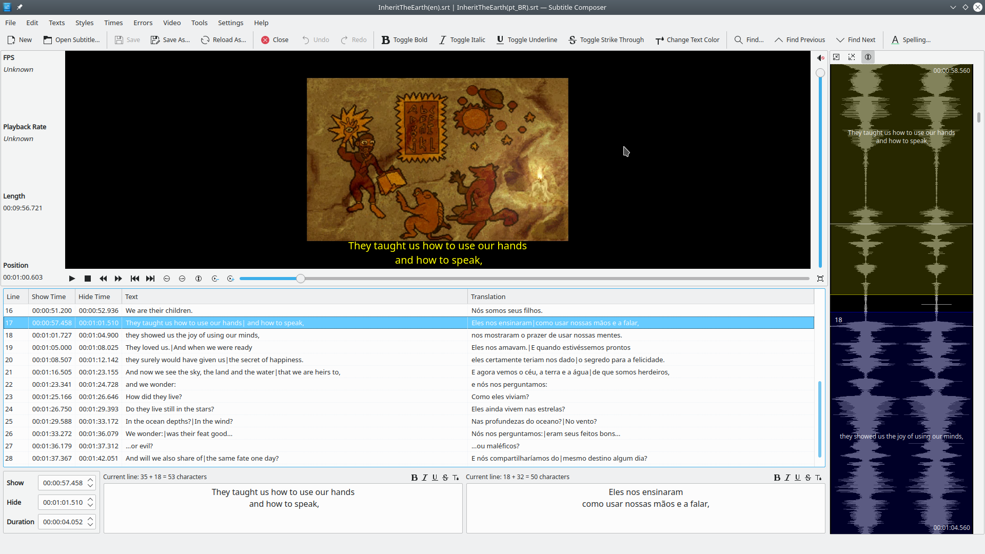 Program to create subtitles:Subtitle Composer