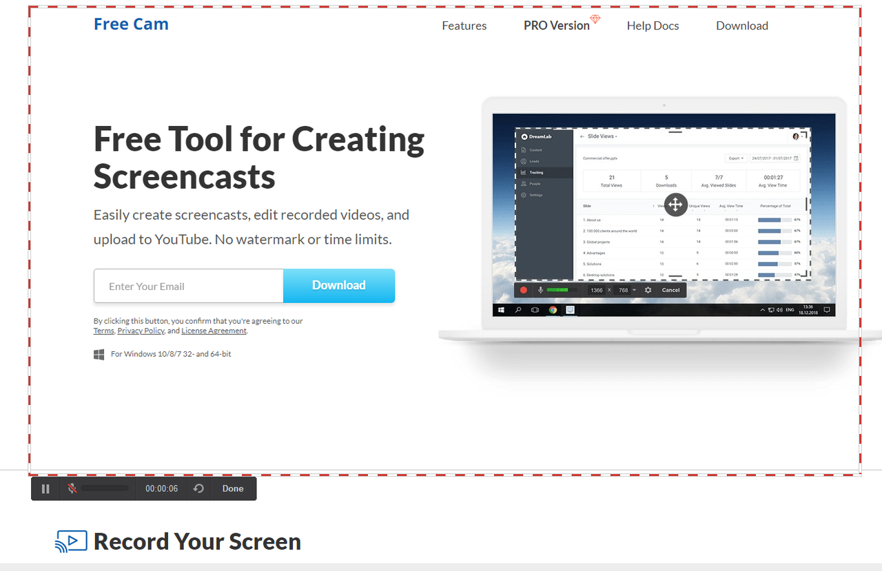 Free Cam screen recorder
