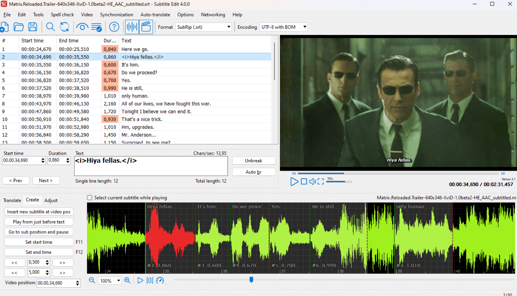 SRT editor for MacSubtitle Edit