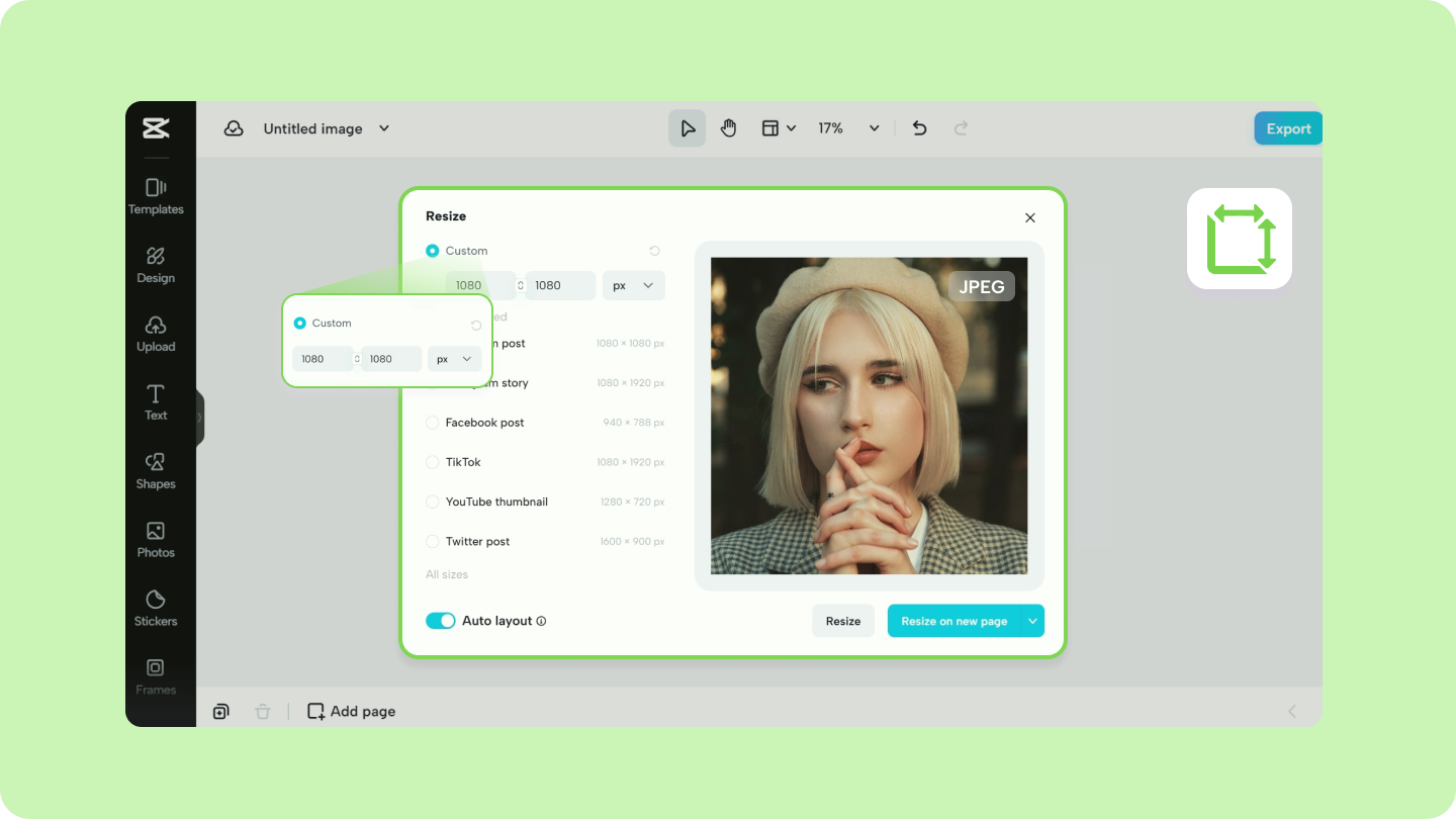JPEG Online-Größe ändern