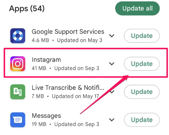 อัปเดตแอป Instagram