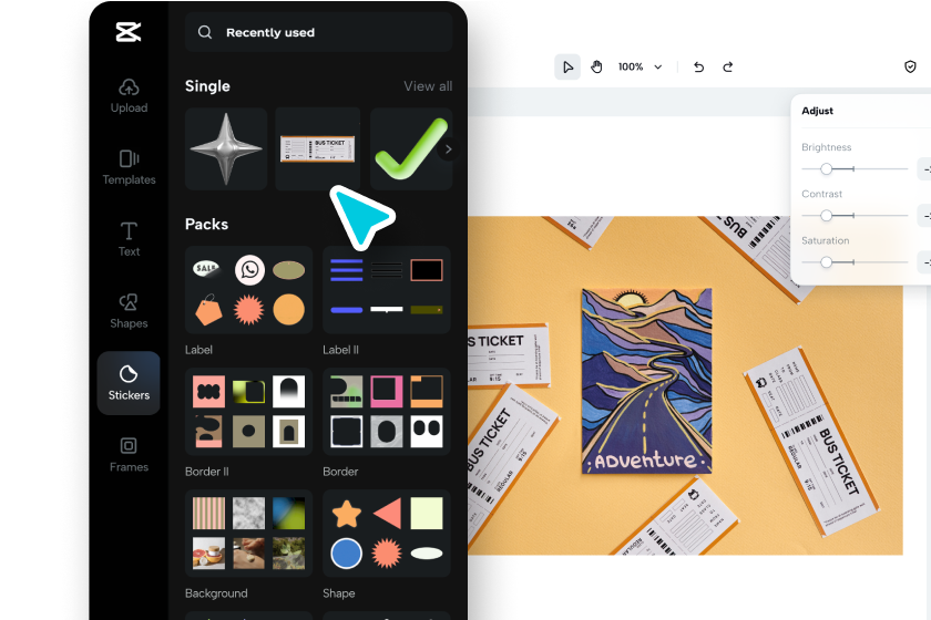 Add elements and enhancements to your postcard