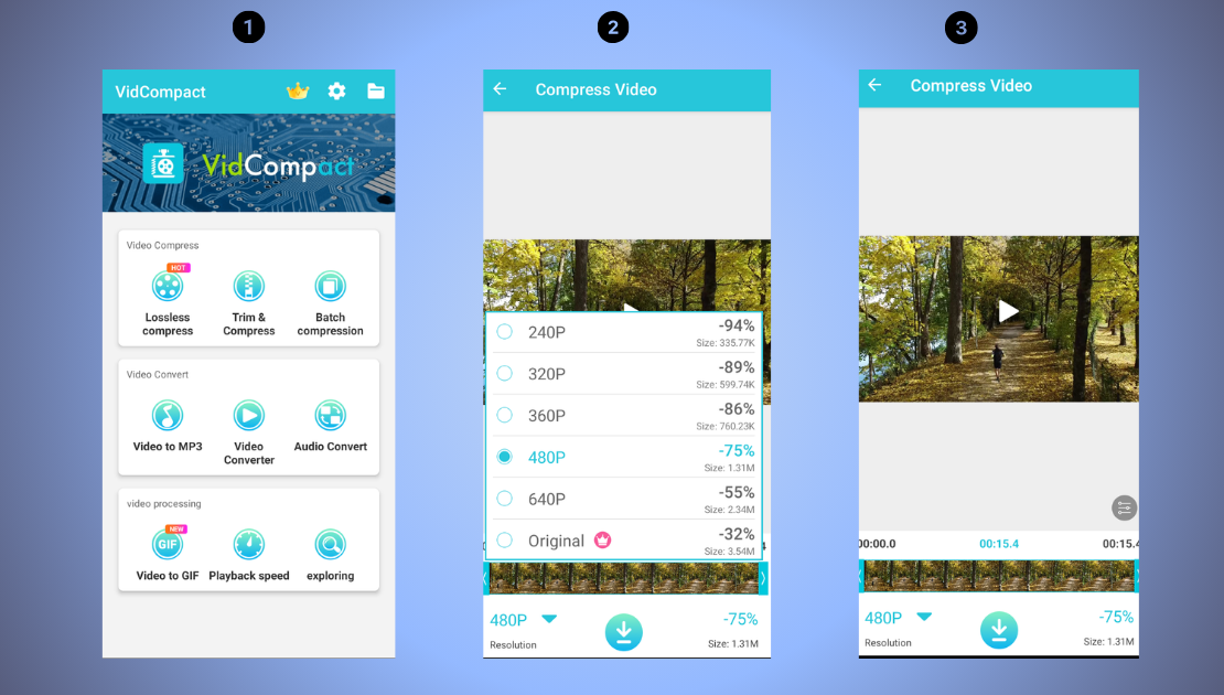 compress MP4 files with VidCompact