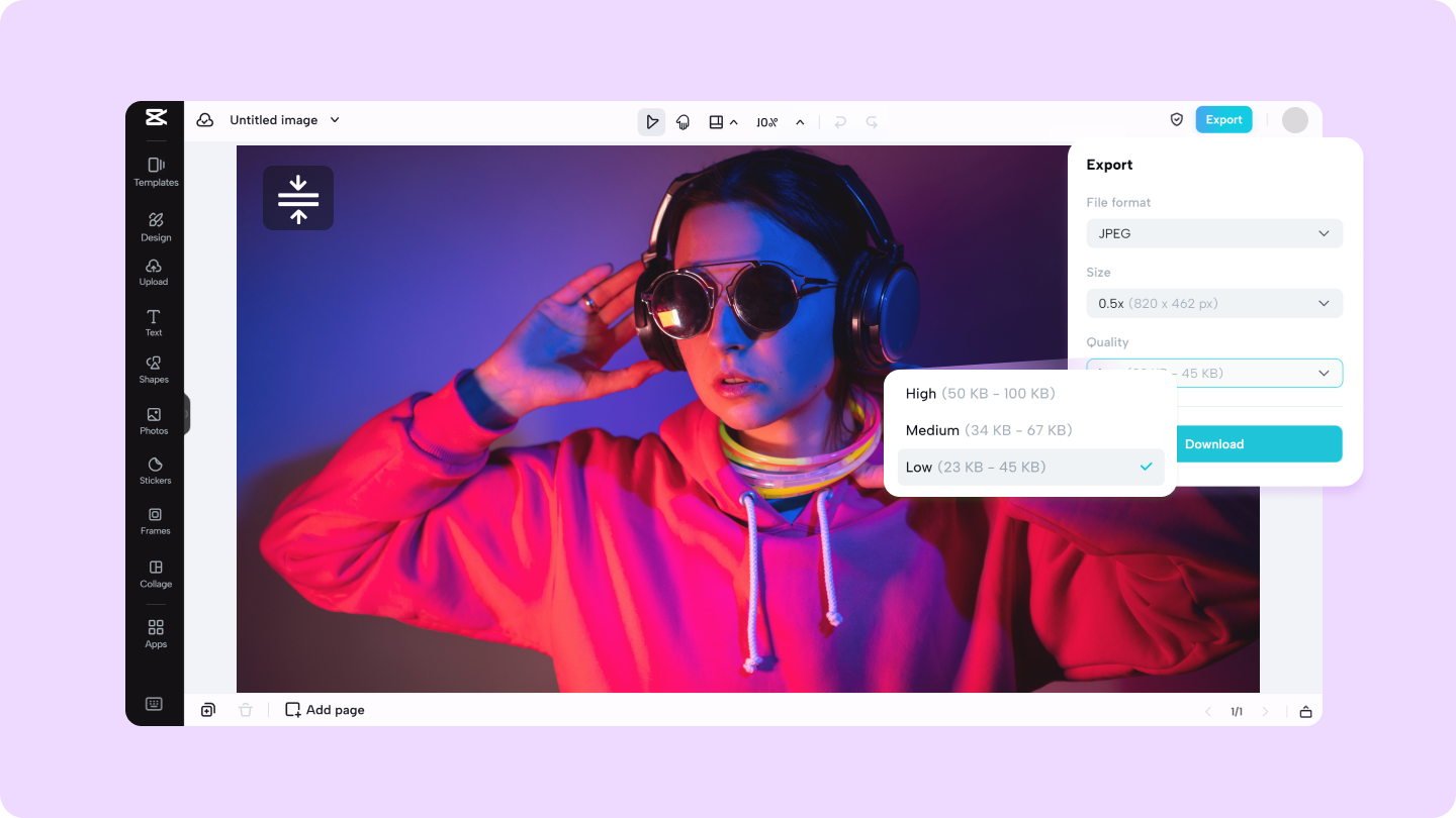 ขนาดไฟล์ของ jpg