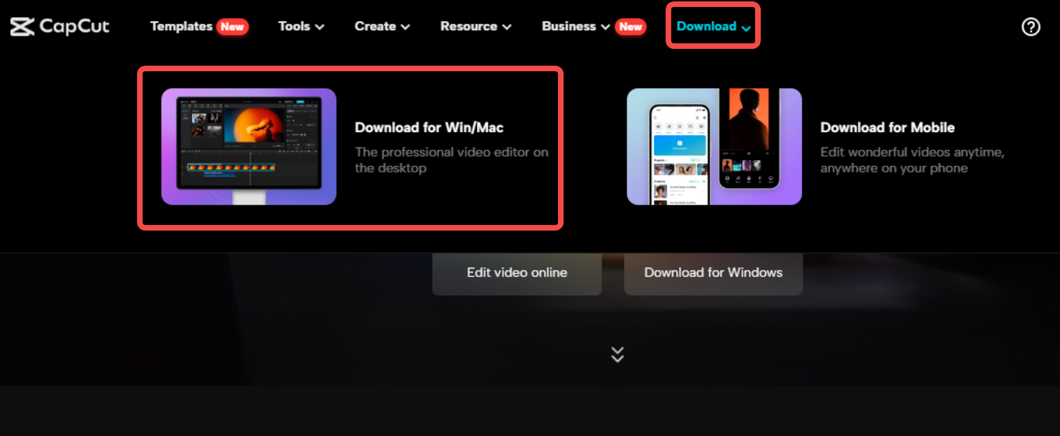 Download the CapCut desktop version