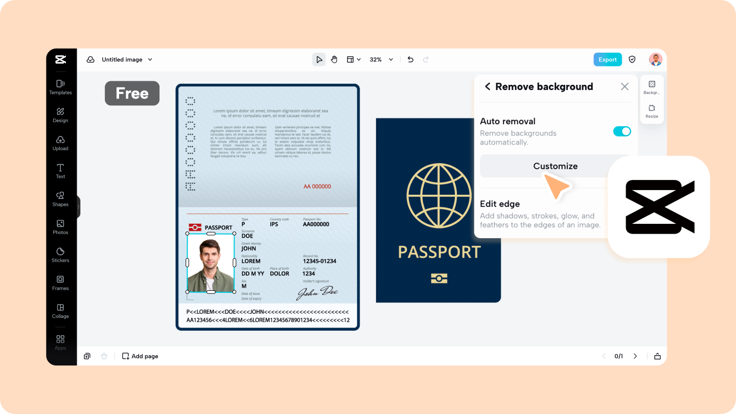 change passport size photo background