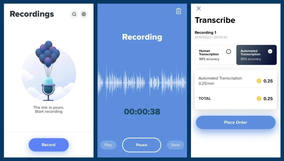 Transcription Software - Rev Voice Recorder