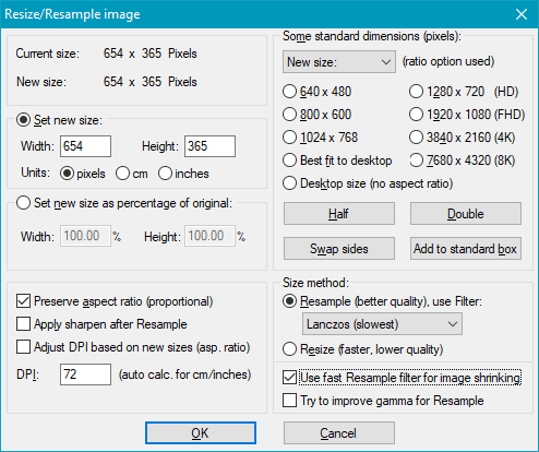 Resizing photos tool - IrfanView