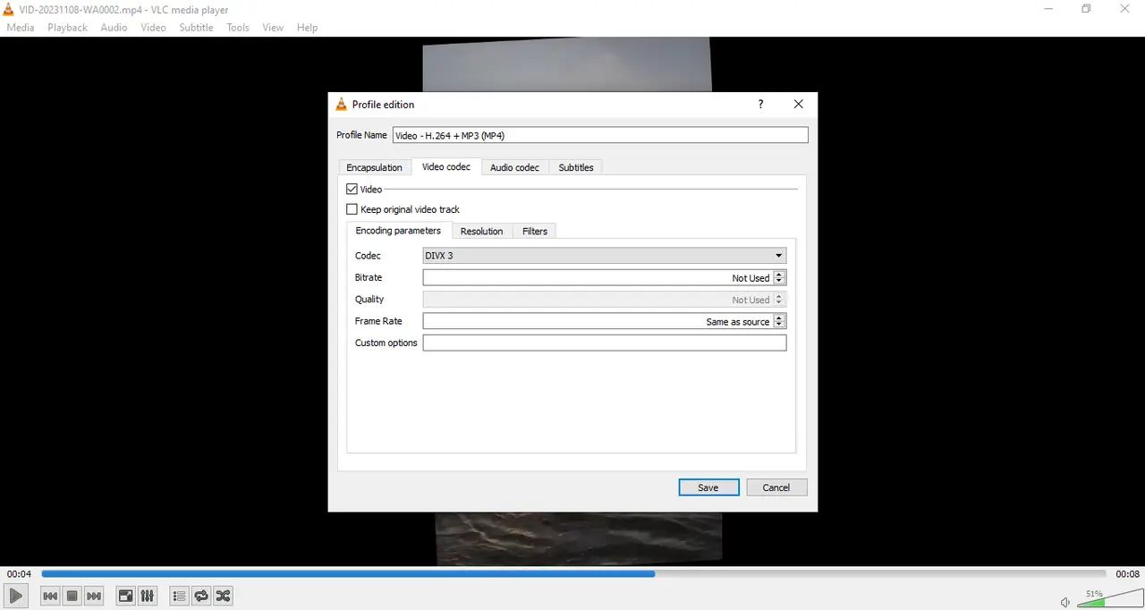 VLC video compressor