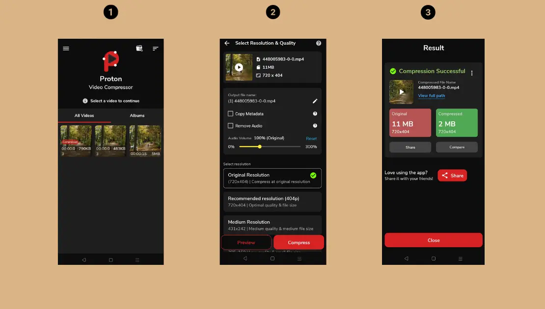 Proton video compressor