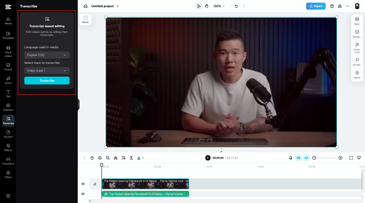 Transcribe and edit using CapCut 