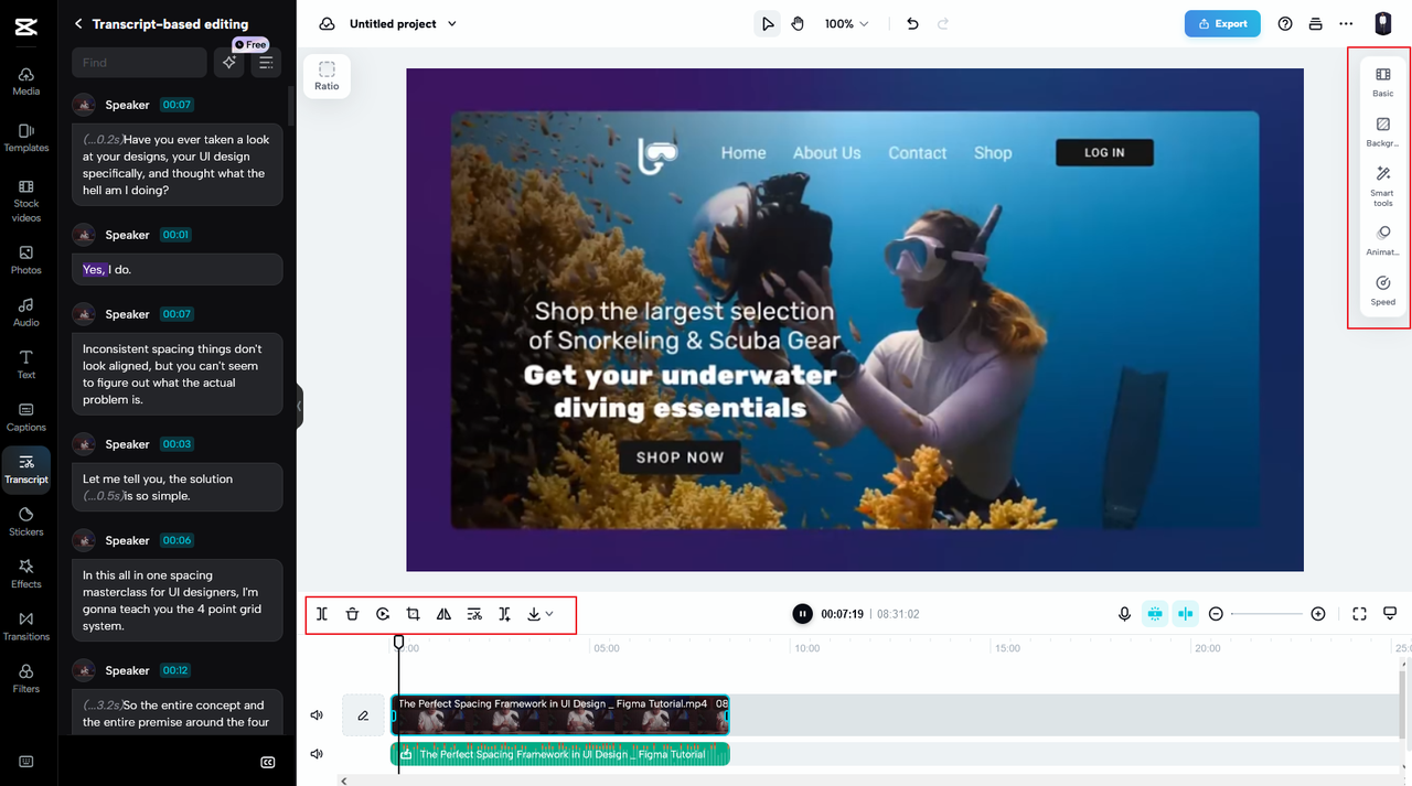 further polish your video or audio by utilizing the basic, advanced, and smart editing tools
