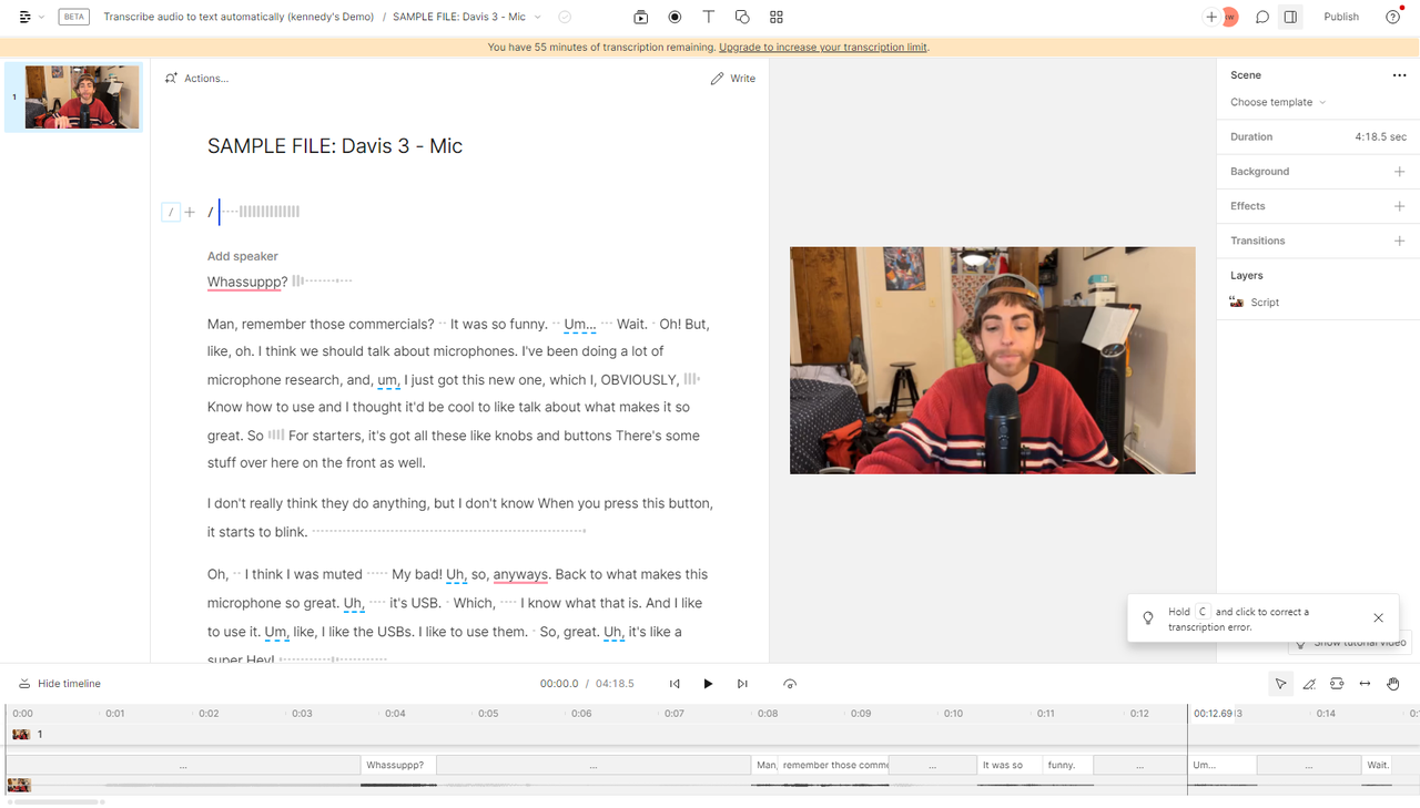 Descript online transcriber