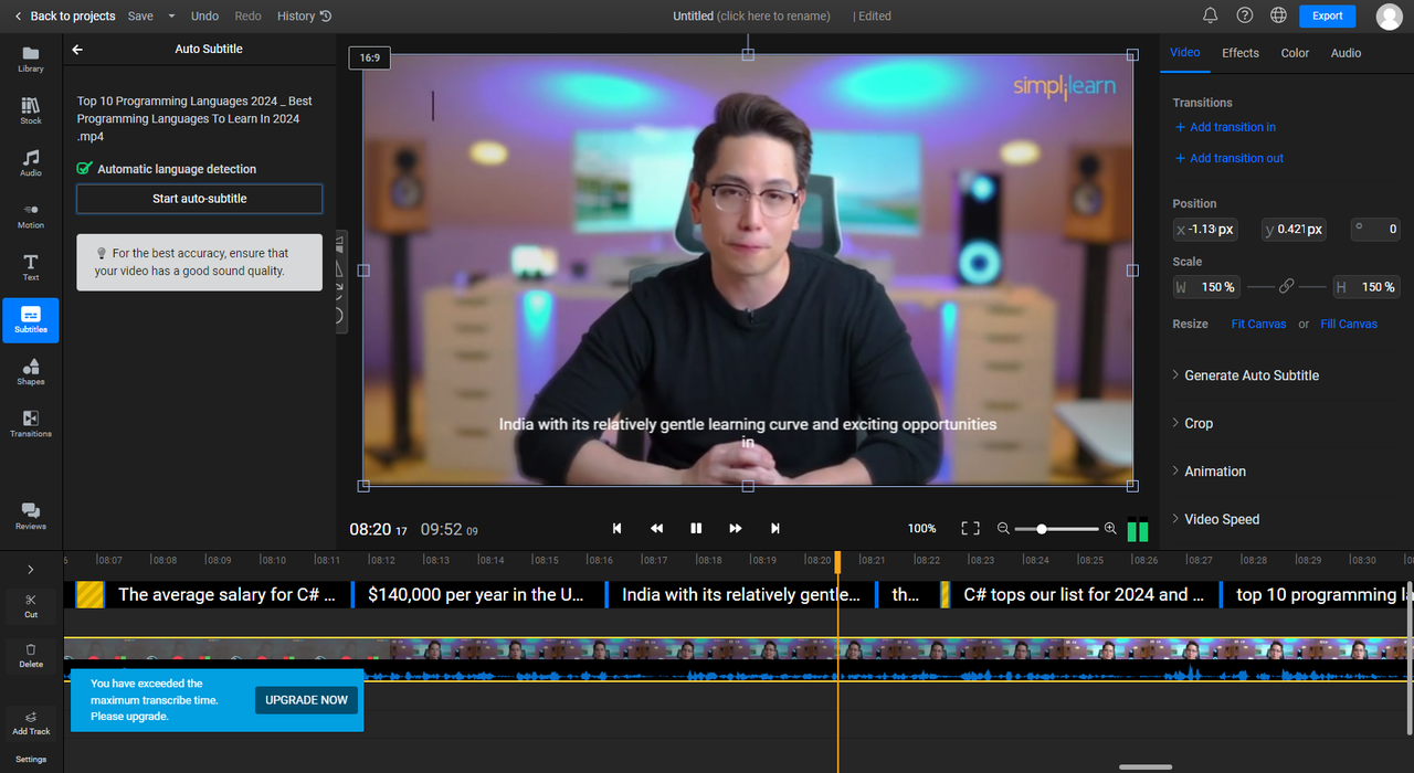 Flixier online transcriber
