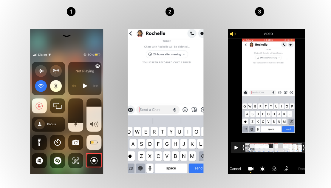 how to screen record Snapchat on an iPhone