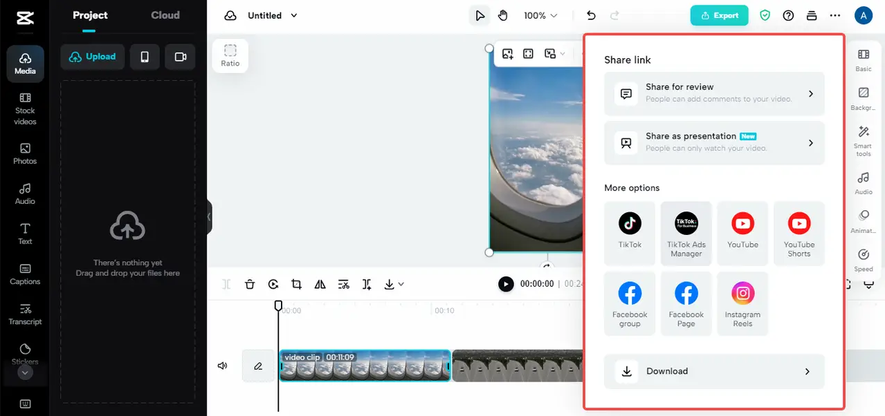 export and share link