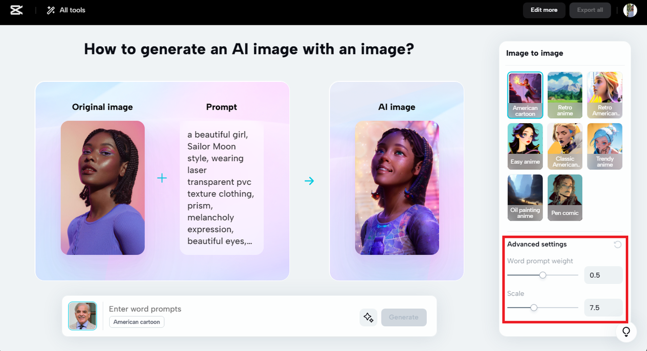 change the "word prompt weight"