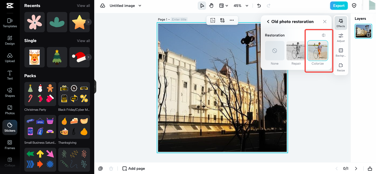 colorize black and white photos