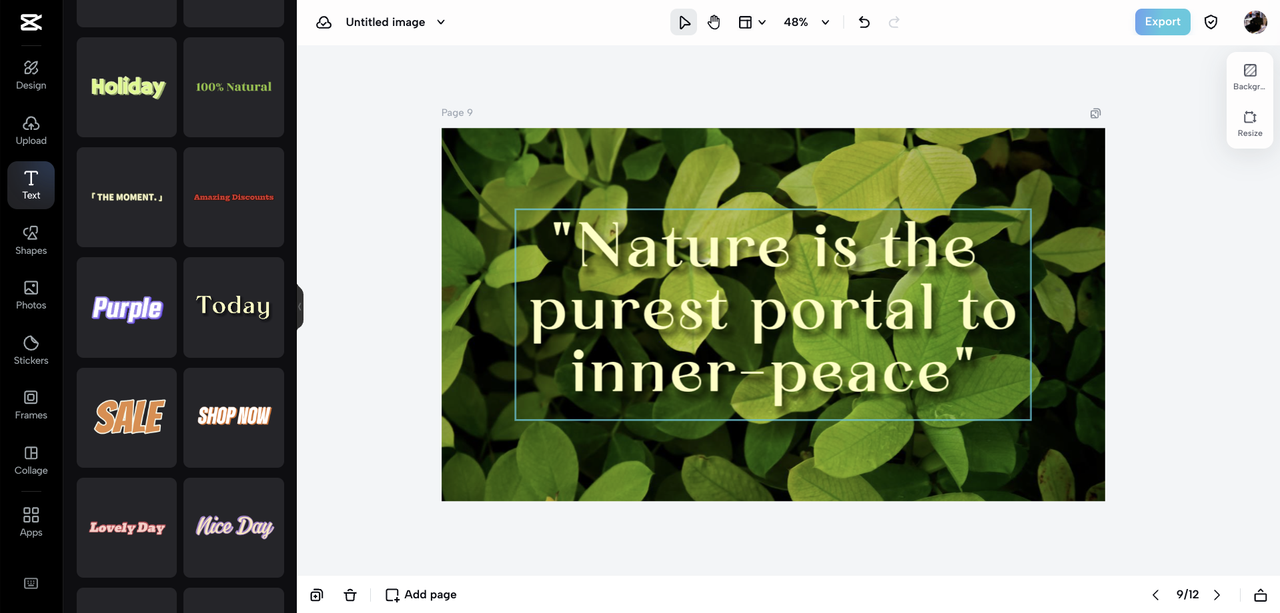 Quote Fancy displaying a quote on a scenic background