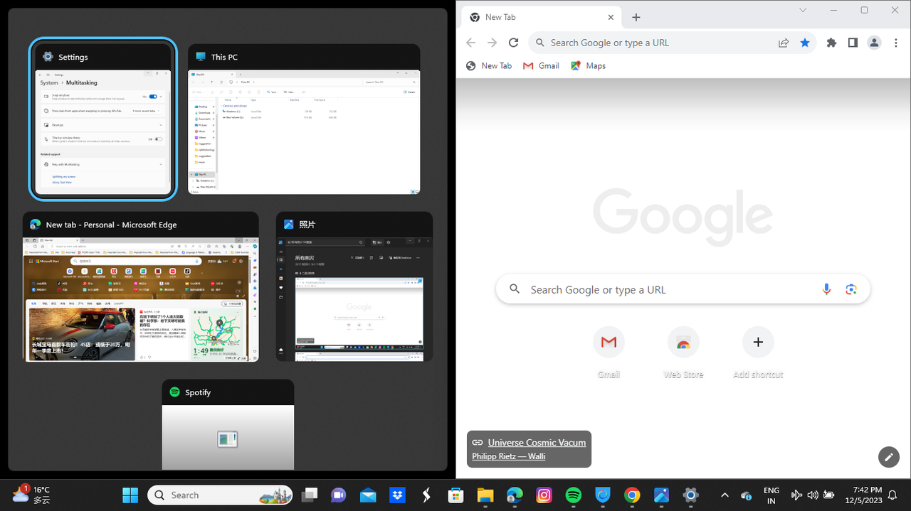 Snap assist suggestions