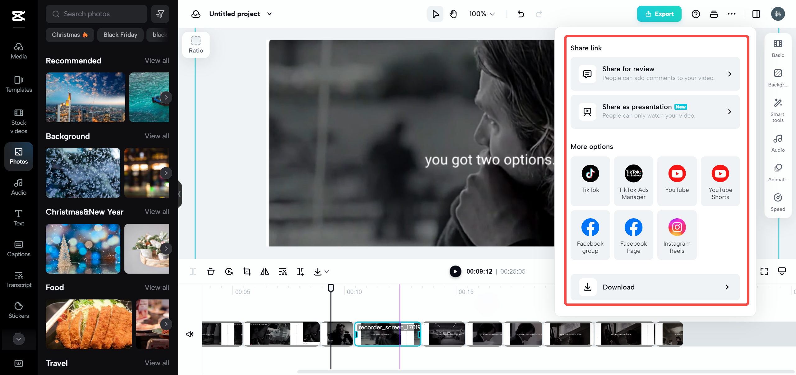 Export and share