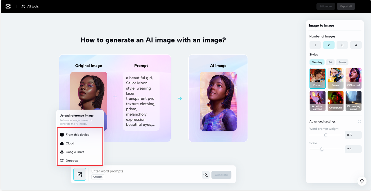 Upload the reference image