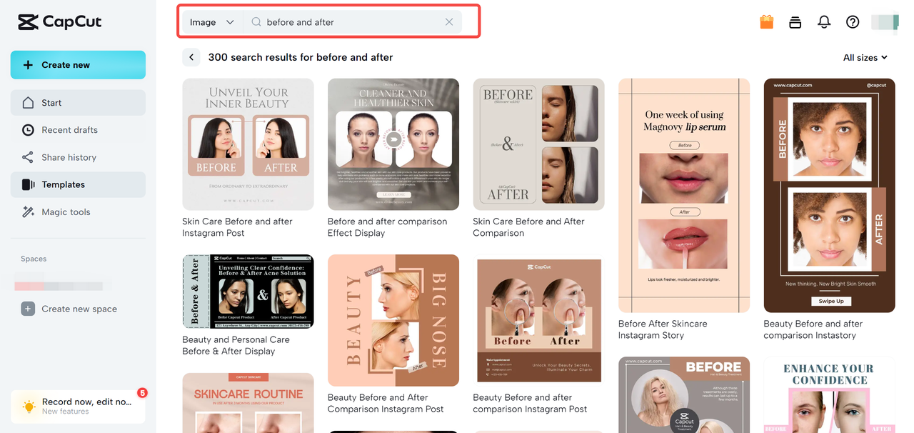 search and select template