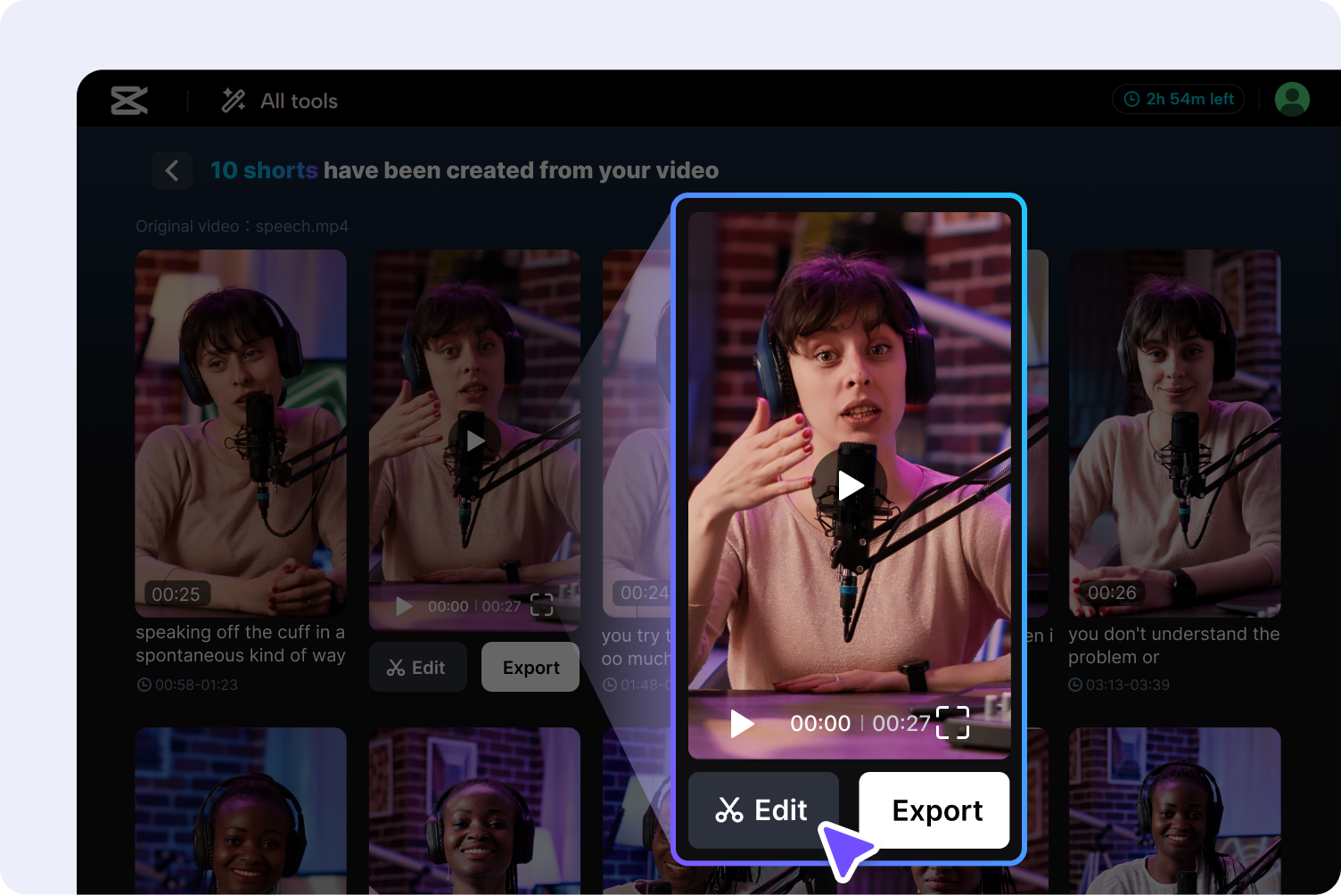 Cree clips virales con Editor de clips de video en línea