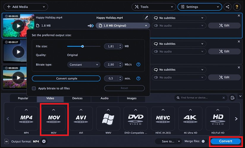 Movavi video converter