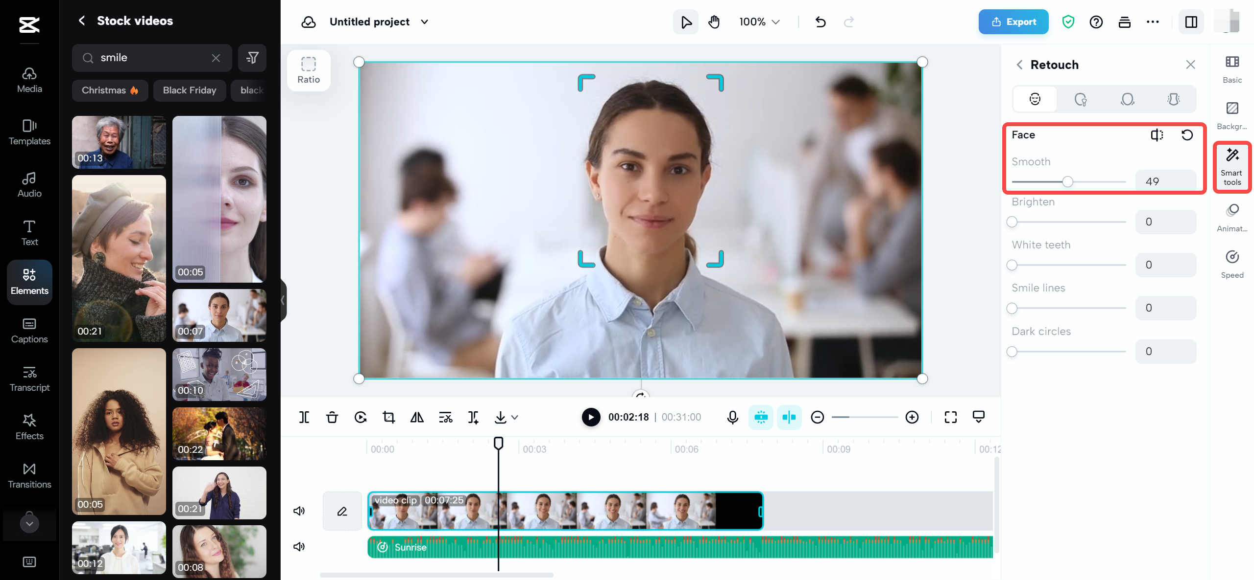 Utilize the smart tools and retouch 