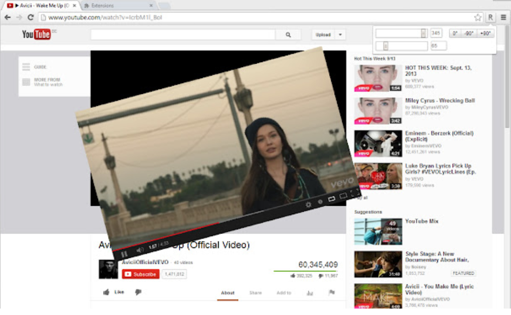 Rotate YouTube video on Chrome