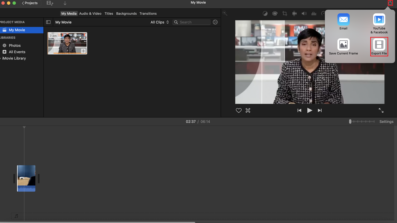Change export settings