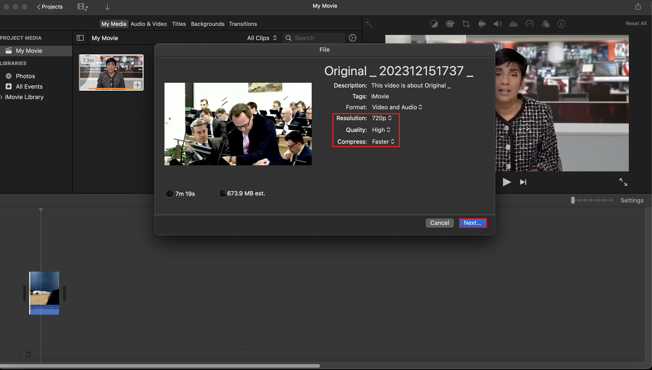 Change resolution, quality, and compression type
