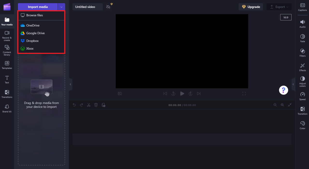 Various upload options