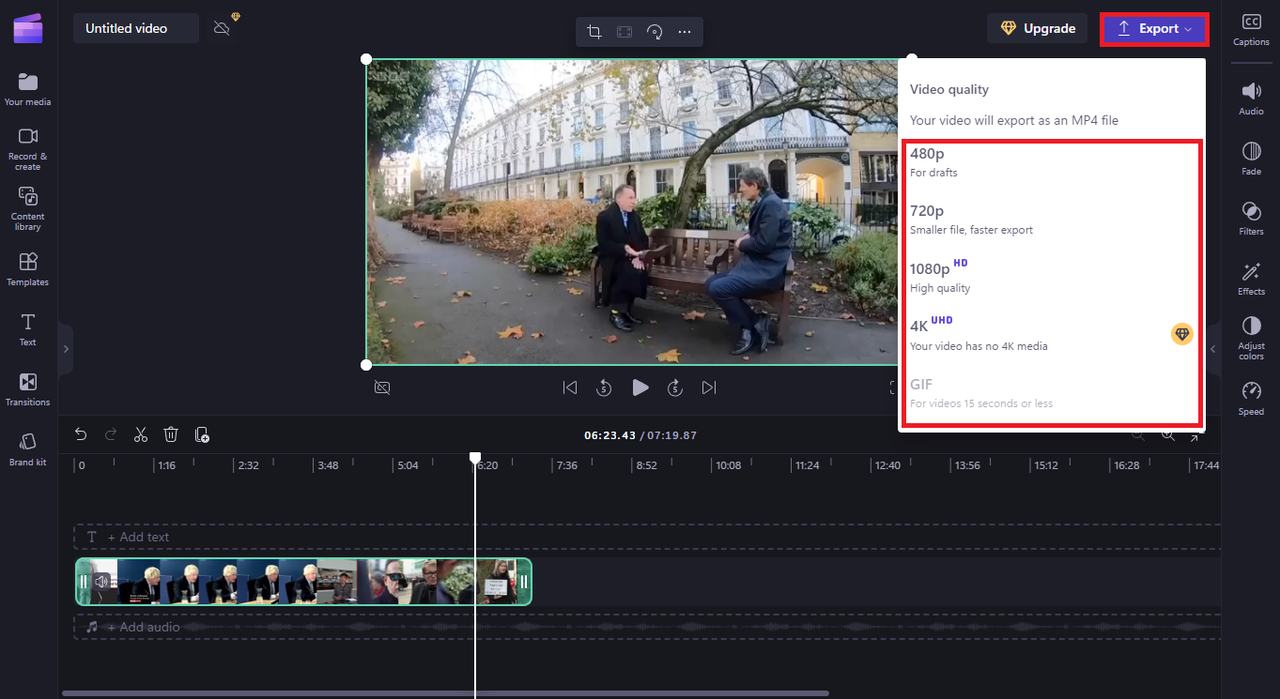 Various export qualities 