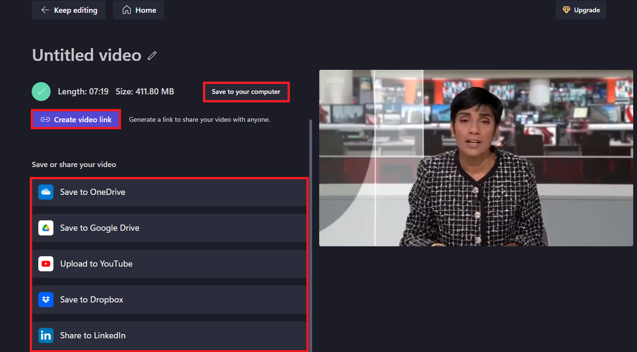 Various export options