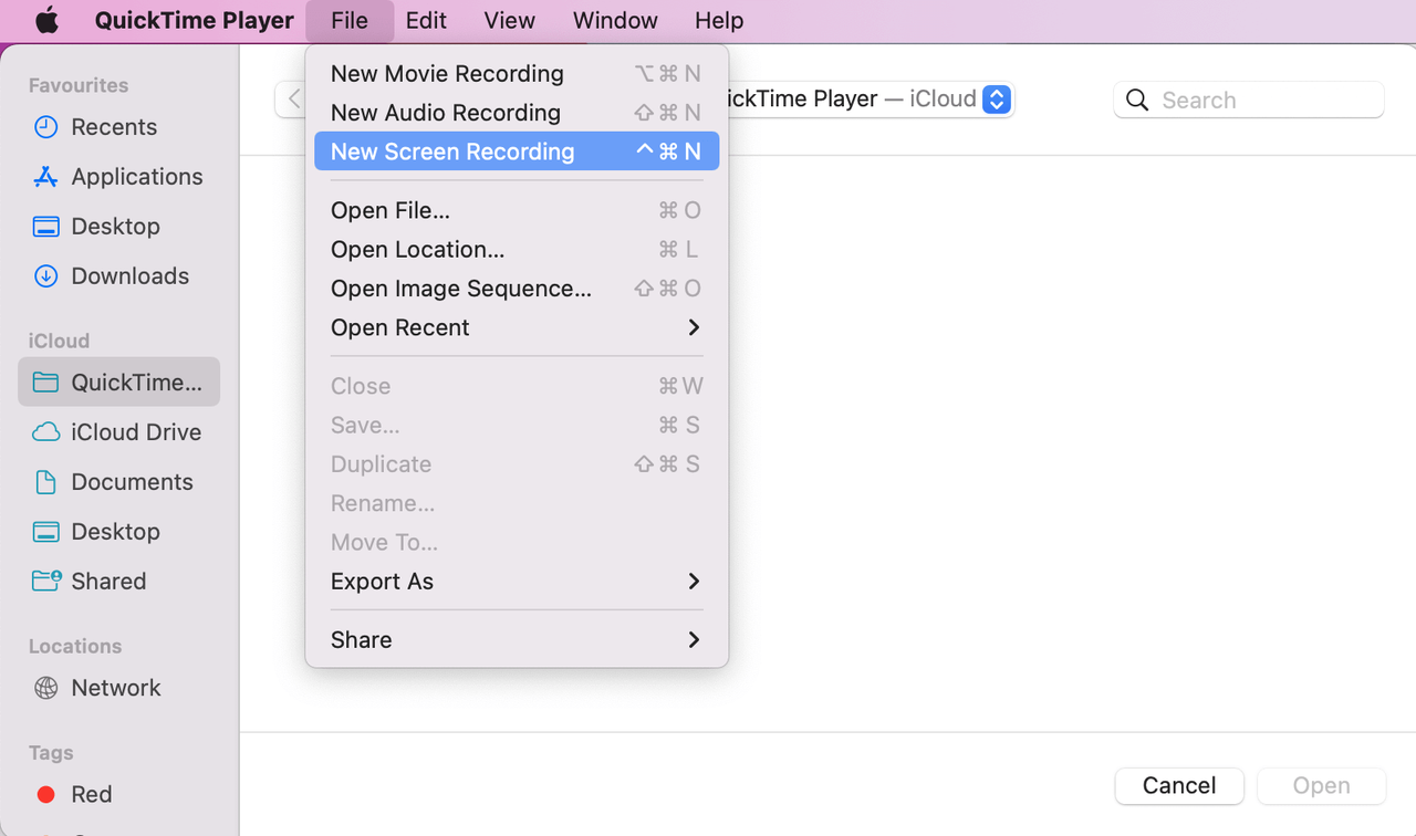 new screen recording QuickTime