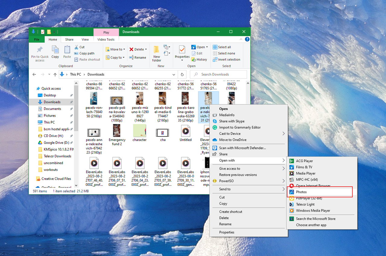 open video with Photos app