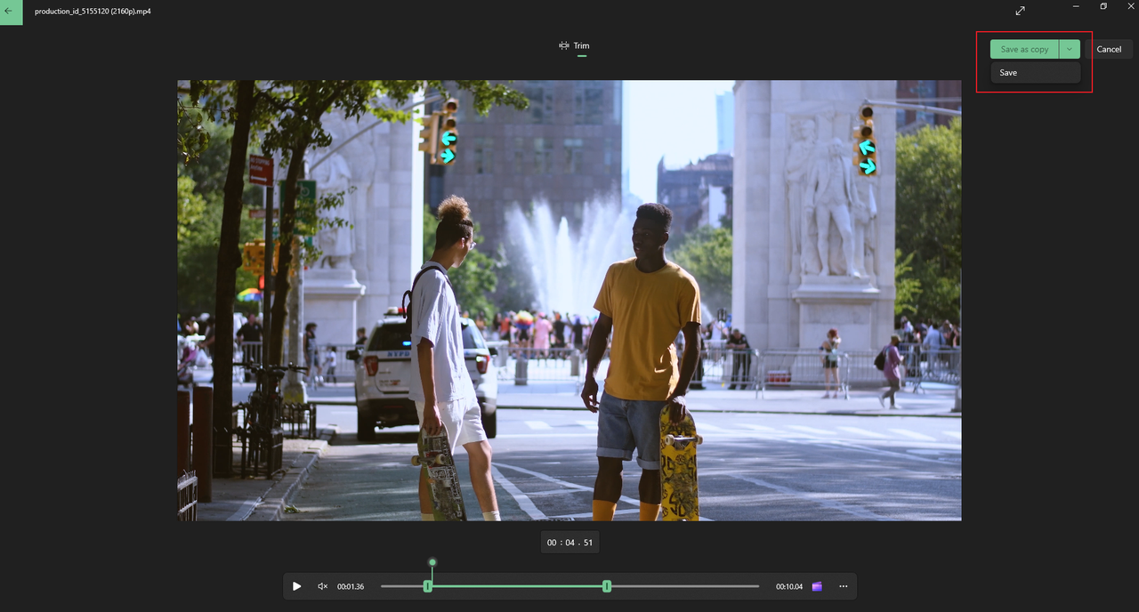 save video trimmed with Photos app