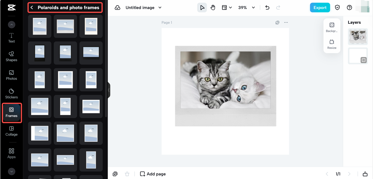 polaroids and photo frames