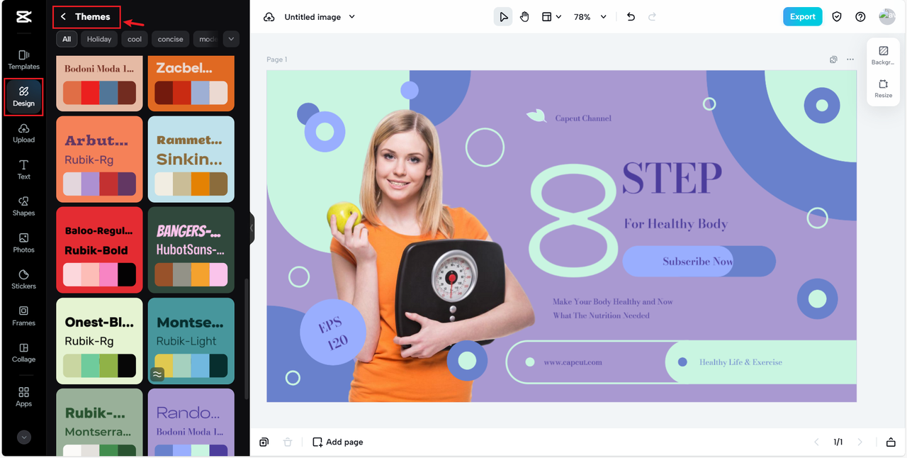 Themes in CapCut online