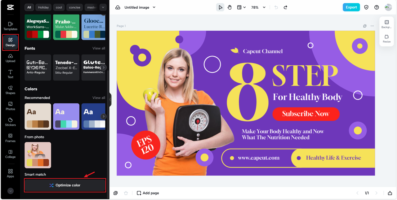 Optimize color using CapCut