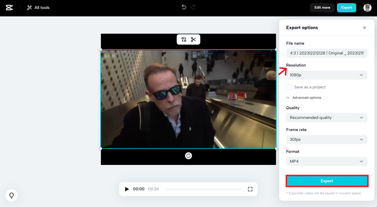 Export to local storage