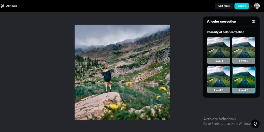 Select desire color intensity