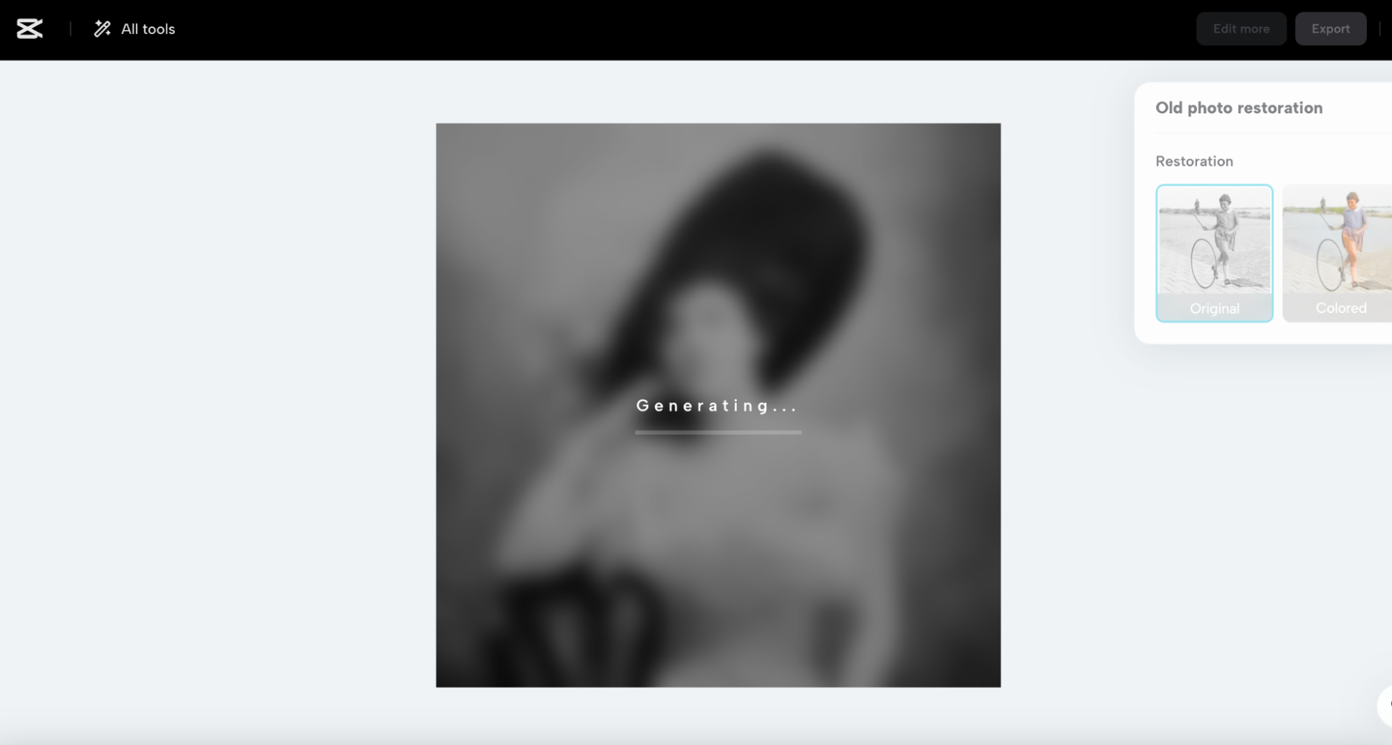 Generate photo restoration