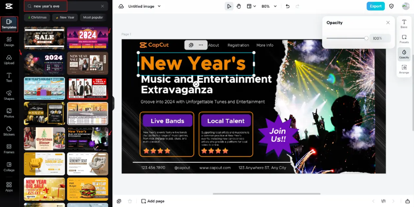 Select a template and customize