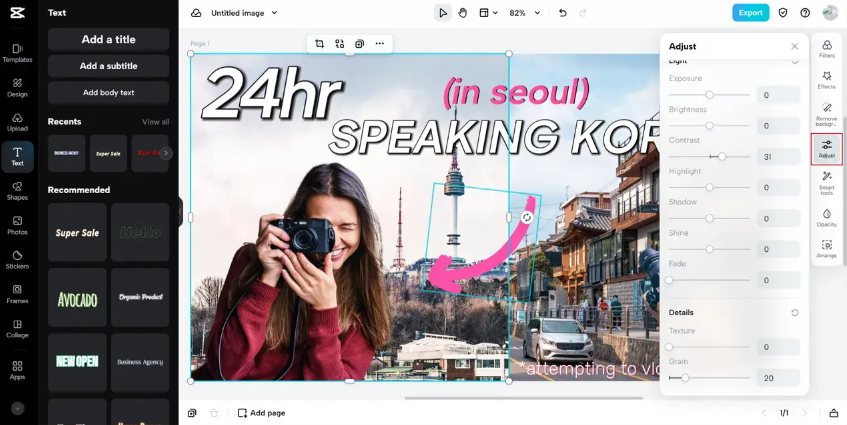 Artistic expression with filter adjustments