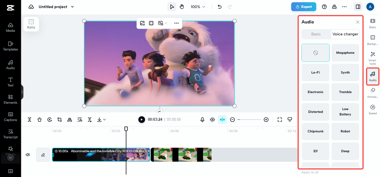 Apply voice changer to video