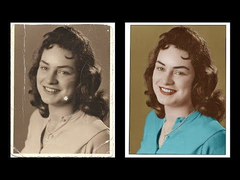 A side-by-side view of a restored old photo